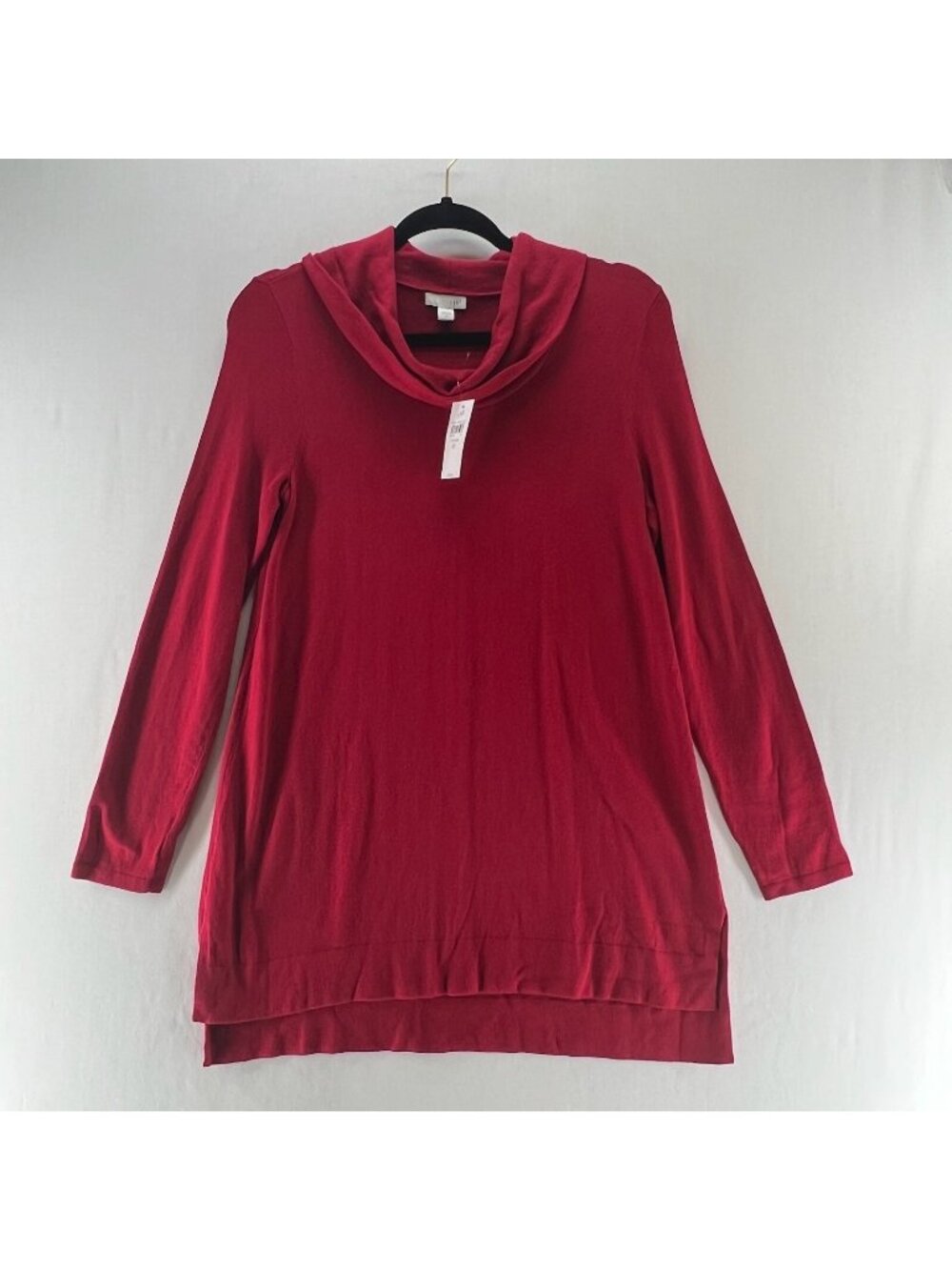 J.Jill Cowl Neck Tunic Sweater Womens XS Knit Long Sleeve Pullover High Low Red - Picture 1 of 13
